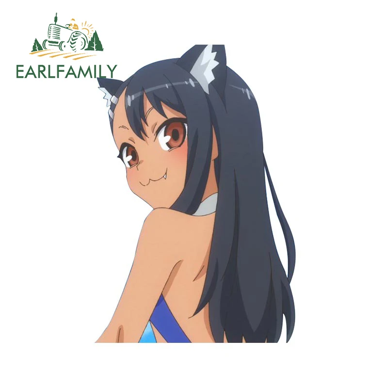 

EARLFAMILY 13cm x 8.9cm for Ijiranaide Nagatoro San Cute Car Stickers Personality Occlusion Scratch Decals Vinyl Helmet Decor