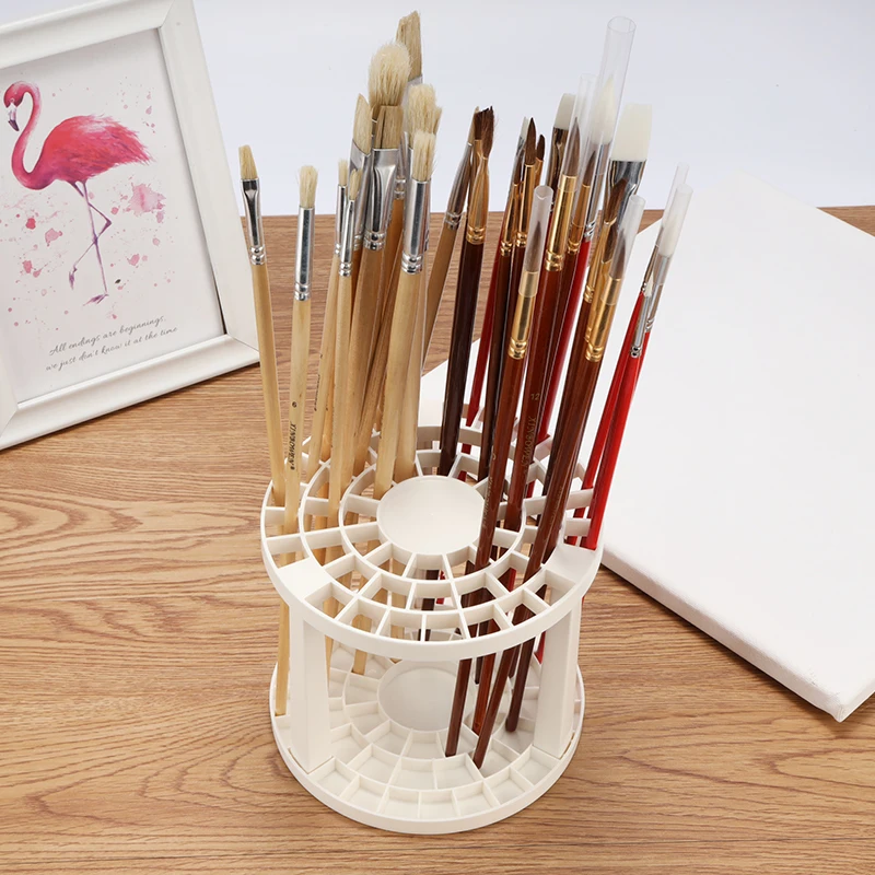 

49 Holes Artists Art Paint Brush Holder Stand Holds Up Storage Collapsible Stand 14.5 x 13.5CM