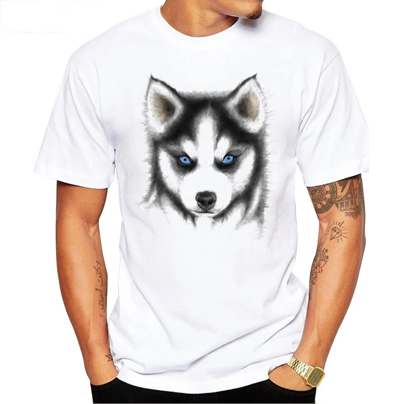 TEEHUB Hipster Vintage Men T-Shirt Short Sleeve Funny Siberian Husky Printed Tops New Arrivals Men Tee Cool T Shirts