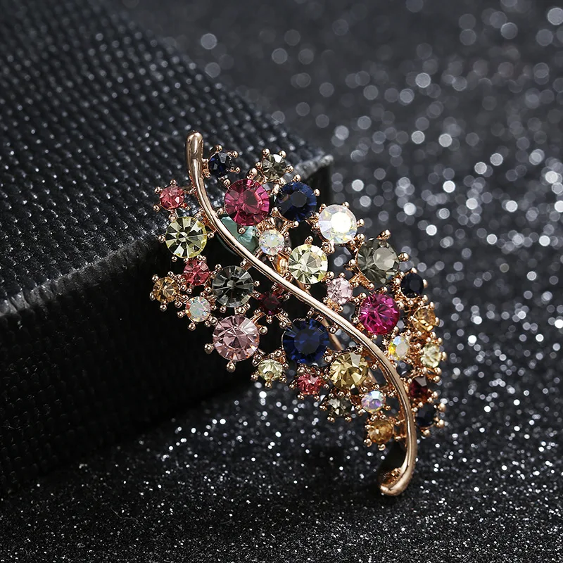 Разноцветная булавка с кристаллами для женщин гальванизированная Золотая брошь