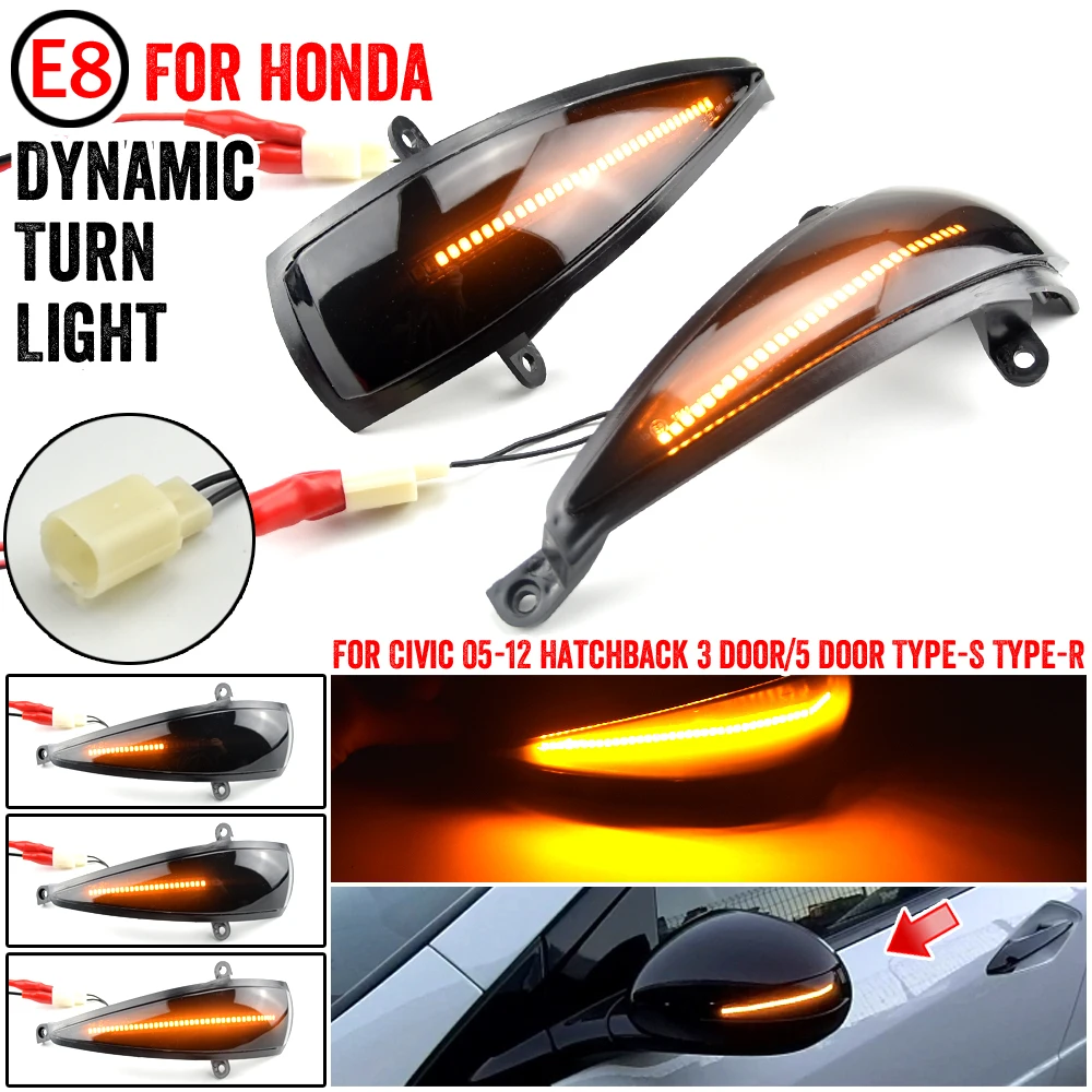 

2 шт. динамические поворотники для Honda Civic 2005-2012 хэтчбек 3 двери/5 двери Тип S Тип R светодиодный ные лампы индикатора бокового зеркала