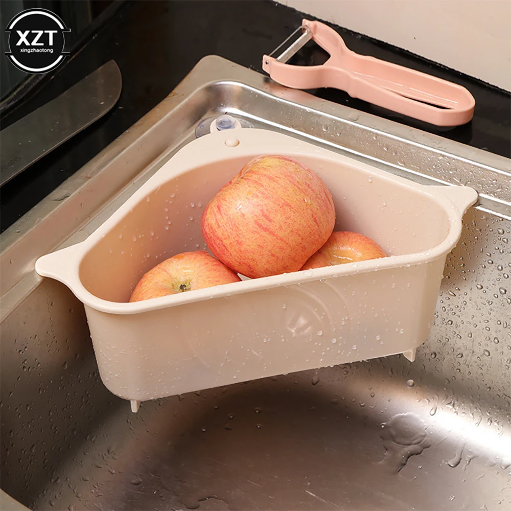 1Pc Sink Filter Shelf Kitchen Triangular Strainer Drain Fruit Vegetable Drainer Sponge Rack Storage Tool Basket Suction Cup | Дом и сад