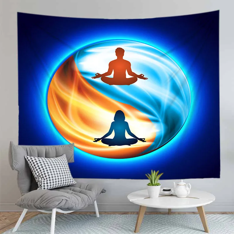 Светящийся декоративный гобелен будды большого размера йога медитация мандала