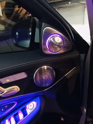 3D вращающийся светящийся твитер-динамик для Mercedes Benz W222 W205 W213 X253 GLC E S C, громкоговоритель с светодиодной подсветкой и звуковым тромбоном.