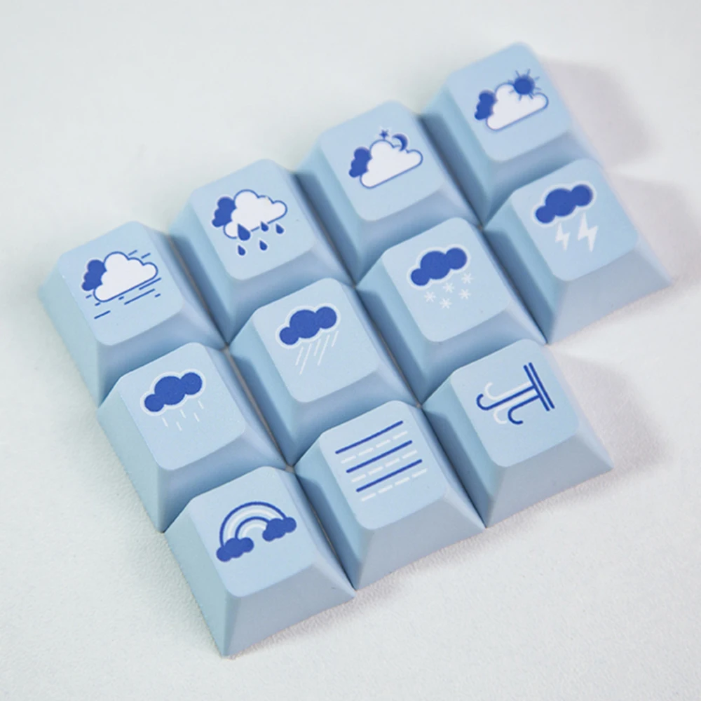 Weather Symbol Cloud Rain Wind Rainbow Fog Design Blue PBT Keycap For Cherry Mx Gateron Kailh Box TTC Switch Mechanical Keyboard
