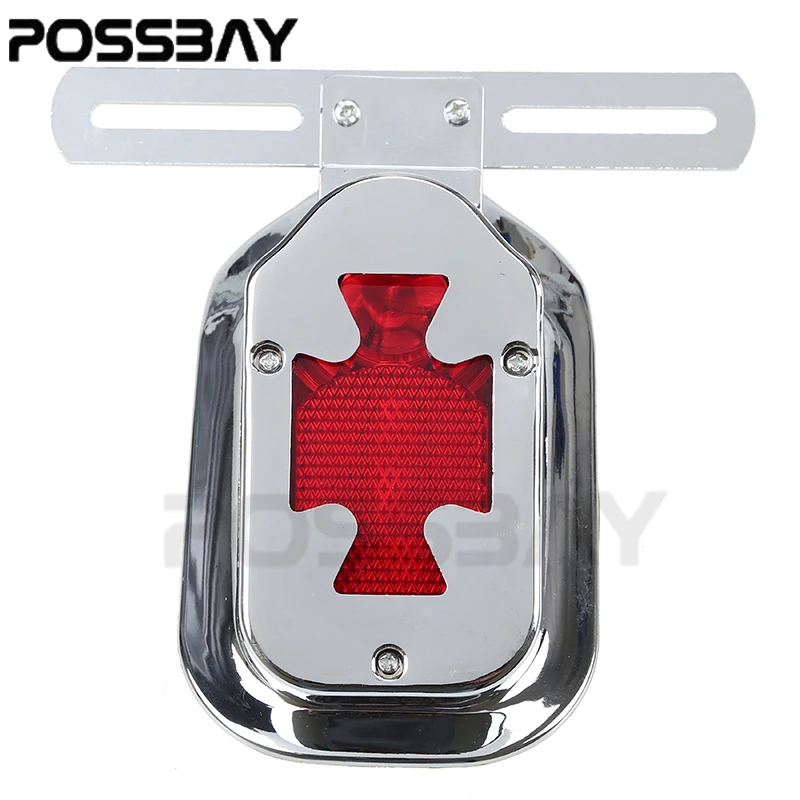 Задний фонарь POSSBAY для мотоцикла хромированный подсветка номерного знака ABS 12 В