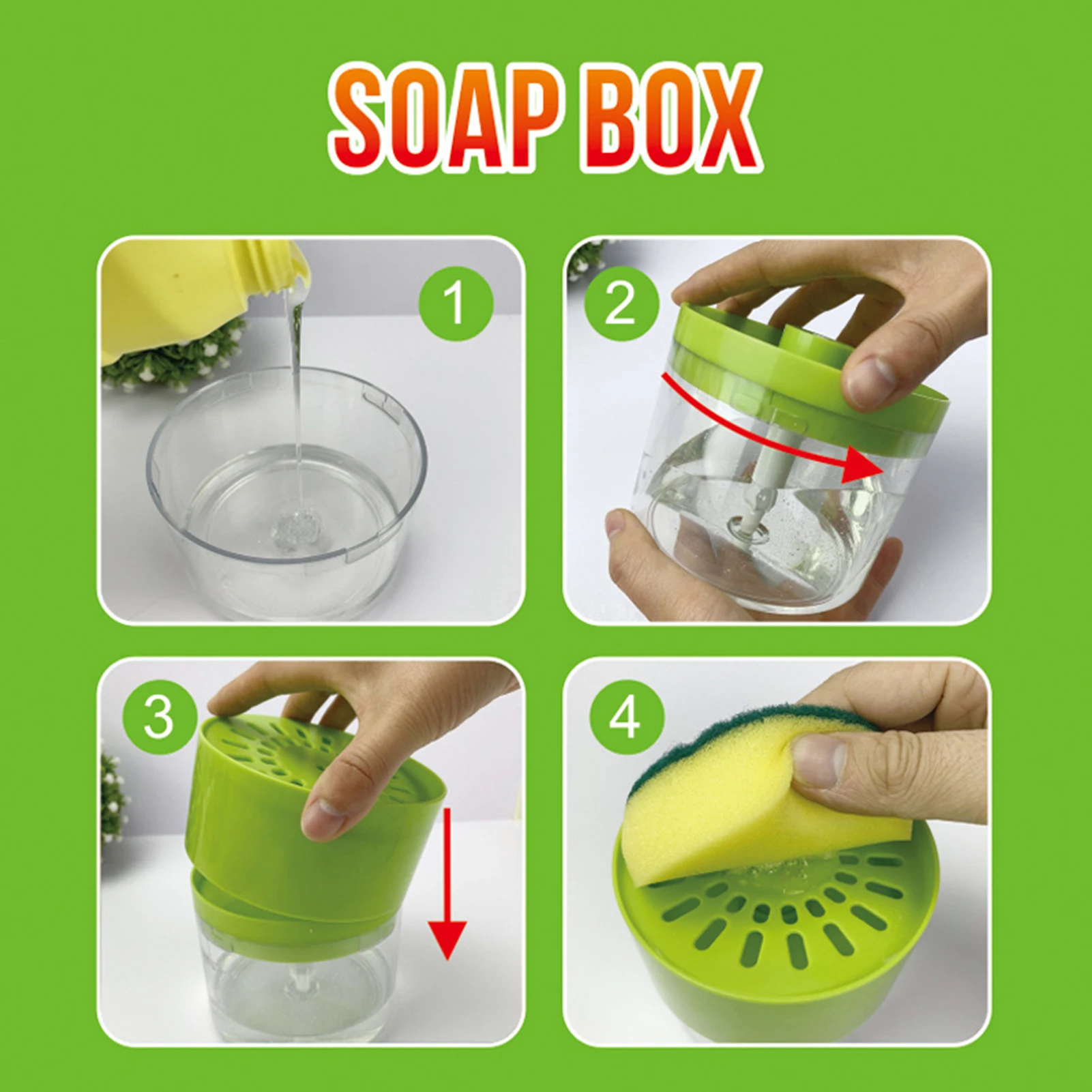 

Detergent Round Push Type Soap Automatic Liquid Dispenser Convenience Press Sponge Soap Dispenser For Kitchen GHS99