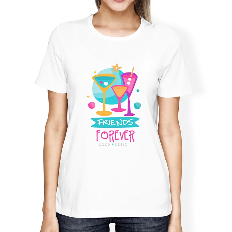 Женская футболка с изображением коктейльного стекла Lus Los Best Friends Forever уличная