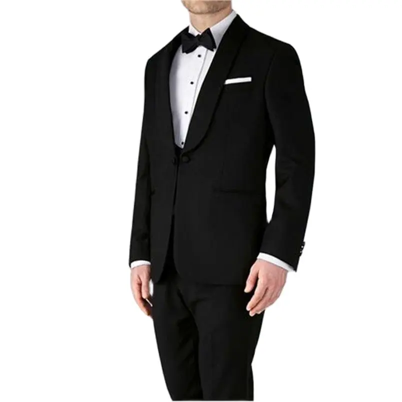 

Black Man Wedding Suits Shawl Lapel Men Suits for Wedding Slim Fit Groom Tuxedos Best Men Bridegroom Costume (jacket+pant+vest)
