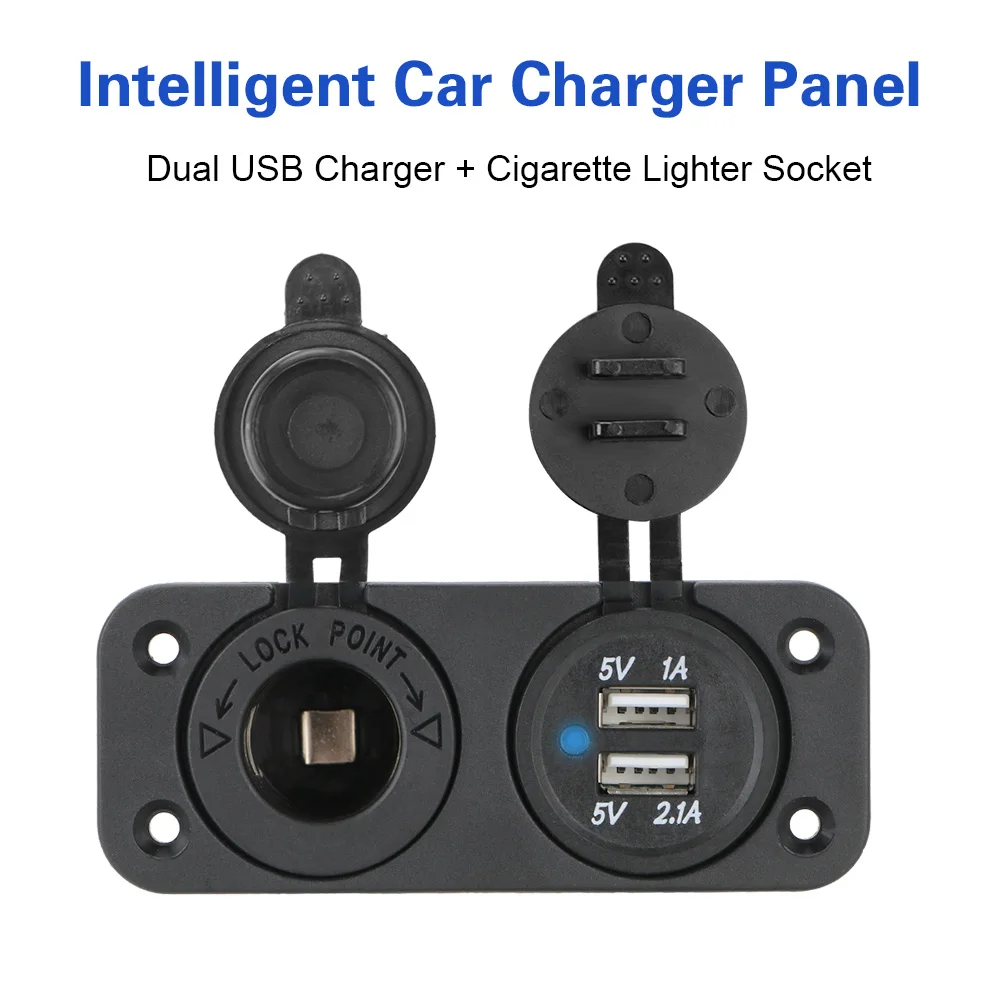 

12-24V Car Cigarette Lighter Socket Splitter Charger Power Adapter 5V Dual USB Charging For Car And RV Car Accessories