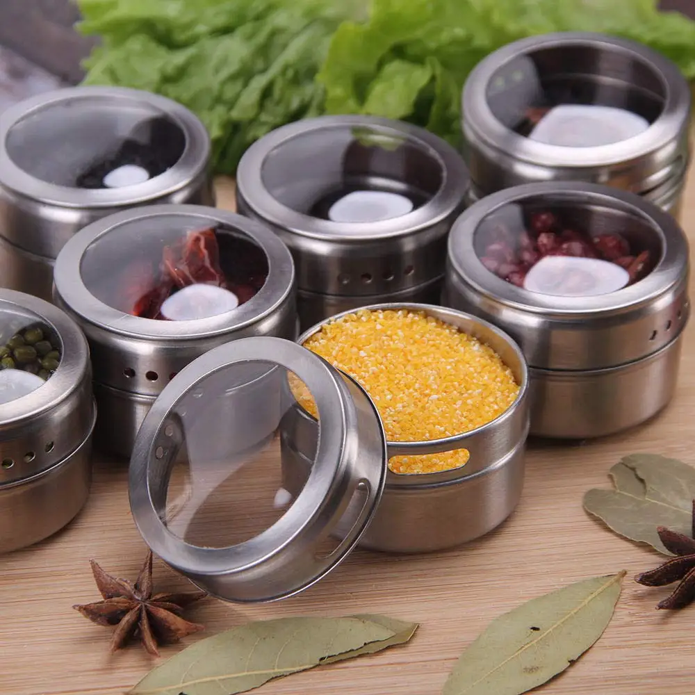 Magnetic Spice Jar Set Stainless Steel Tins Storage Container Pepper Seasoning Sprays Kitchen Tools Drop Shipping | Дом и сад
