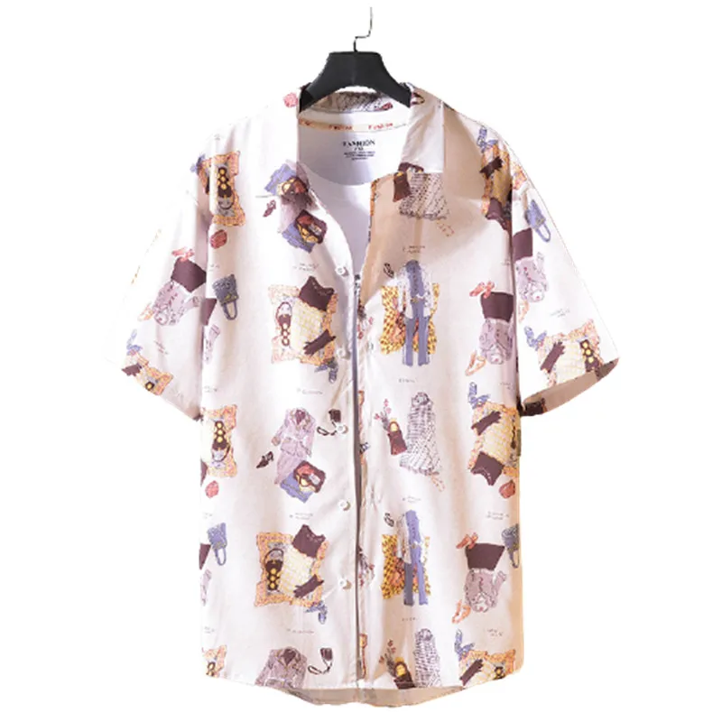 

Summer Pure Cotton Mens Hawaiian Shirt Printed Short Sleeve Big Us Size Hawaii Flower Beach Floral Patterns