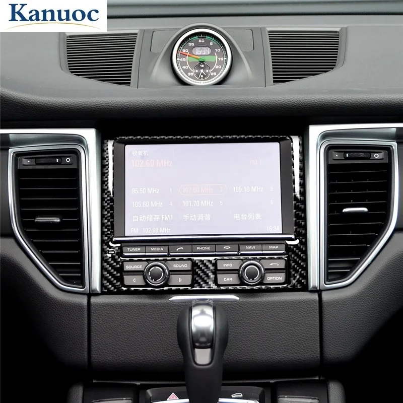 

Car Navigation Frame Panel Trim Cover For Porsche MACAN Cayenne 2014-2019 Carbon Fiber Sticker Styling Accessories