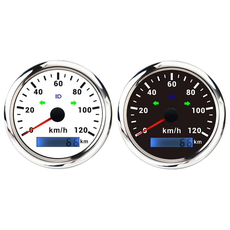 

85MM Marine GPS Speedometer 0-120KM/H Speedometer with Turn Signal Signal Odometer for Motorcycle ATV Yacht Ship