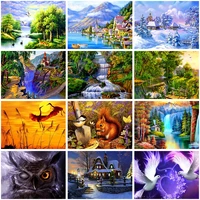 diy 5d diamond painting animal full circle mosaic landscape flower diamond embroidery picture home christmas decoration gift