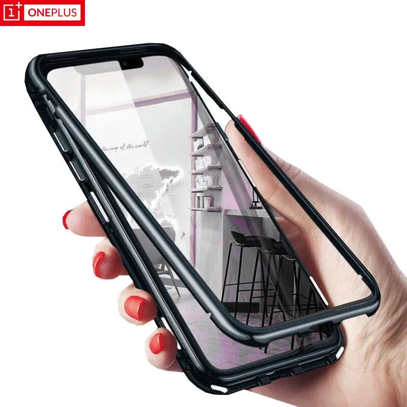Чехол для oneplus 7 pro с магнитной адсорбцией, металлический чехол для oneplus 5t 6t 7, одностороннее стекло, двусторонний металл в розничной упаковке