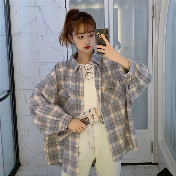 

Salt Ins Plaid Shirt Women's Design Sense Niche 2021 Spring and Autumn New Korean Style Loose Long Sleeve Shirt Coat