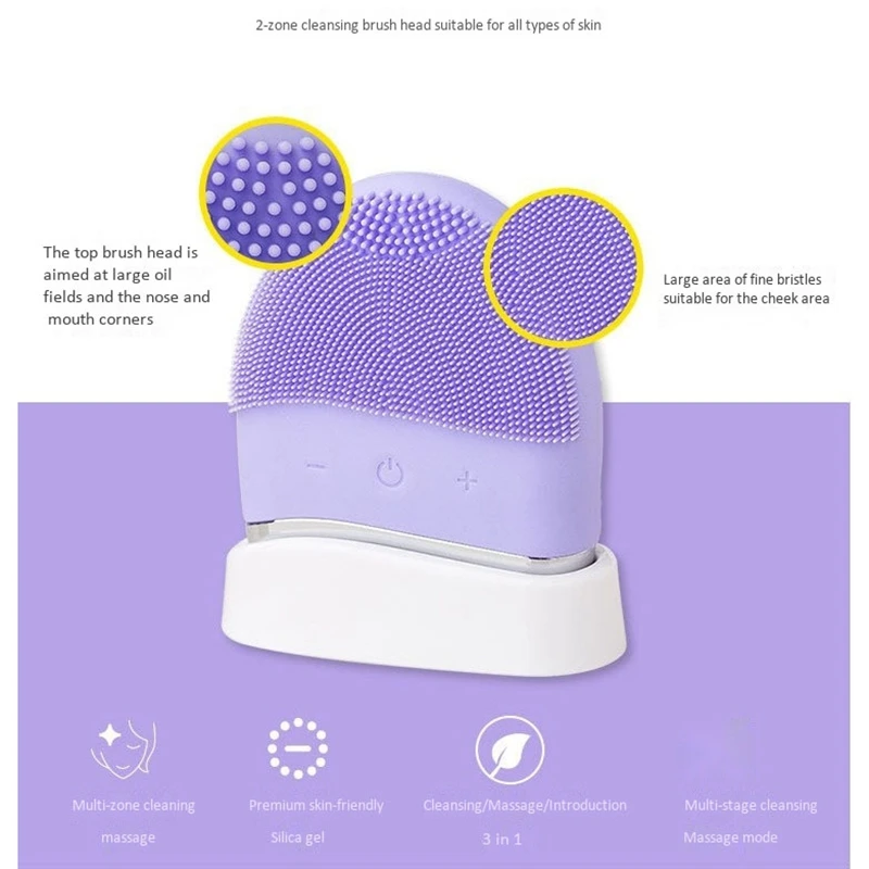 

Silicone Electric Face Cleansing Brush Electric Facial Cleanser Facial Cleansing Brush Skin Massager Skin Care Tools