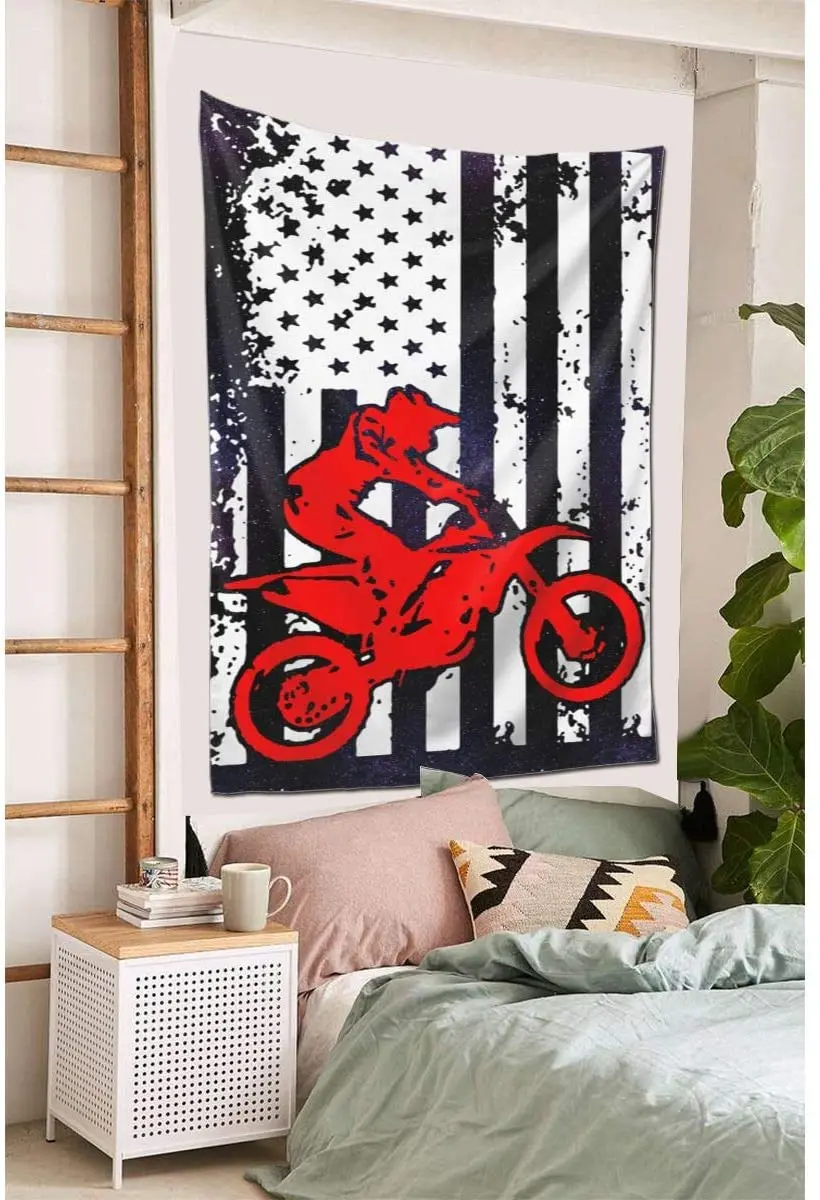 Гобелен на стену с американским флагом для мотокросса кроссового велосипеда