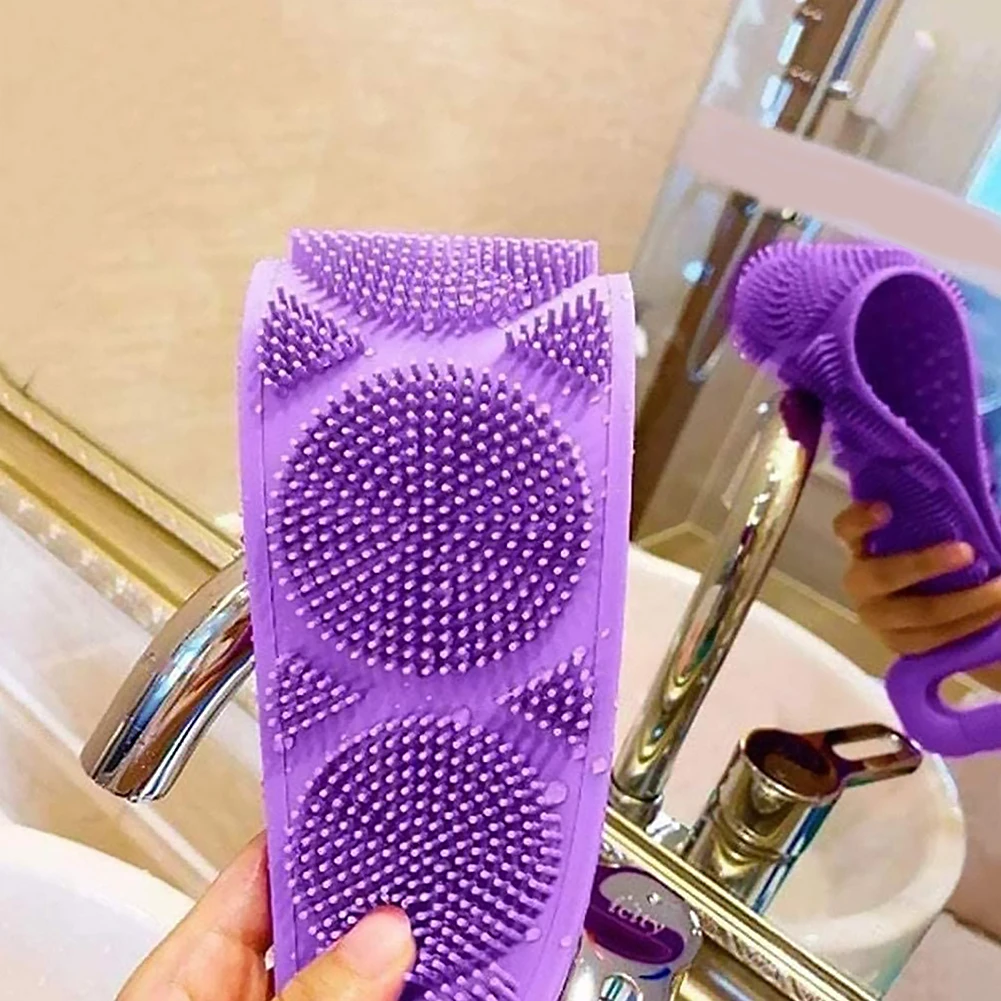 

Soft Silicone Bath Towel Body Massage Exfoliating Back Clean Brush + Hook Massage Brush Cleaner Tools