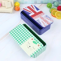 large double sided stationery box cartoon rectangular cookies candy organizer tin case jewelry coin storage box for kids gift