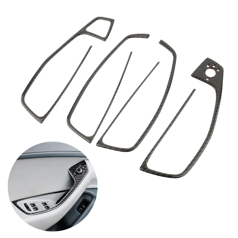For Audi A6 C7 2012 2013 Car Door Handle Armrest Panel Window Lift Switch Button Carbon Fiber Cover Decor