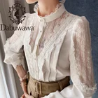 Женская блузка с аппликацией Dabuwawa, офисная блузка с рукавами-фонариками и стоячим воротником, DT1CST033