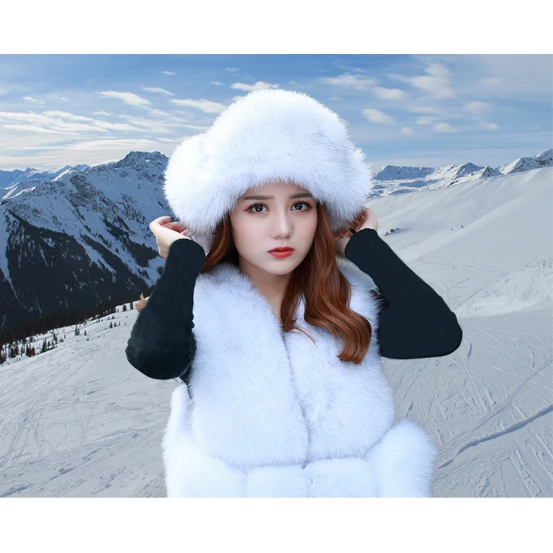 CAMOLAND/женская зимняя теплая шапка бомбер из искусственного меха русская ушанка