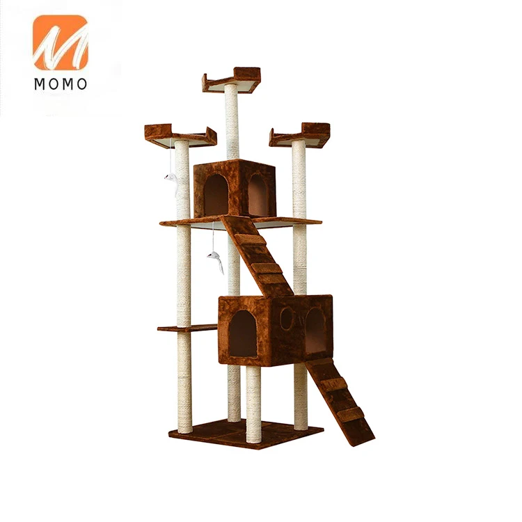 

Large Sisal Wooden Big Scratcher Post Climbing Condo Tower Luxury Modern Design Pet Furniture Cat Tree House For Cat
