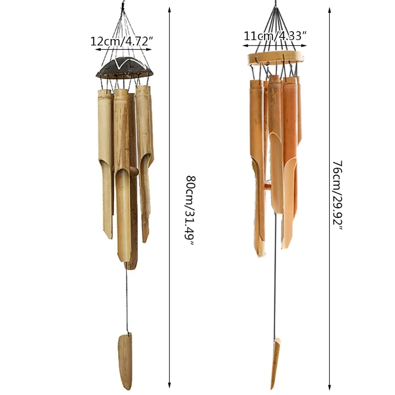 

Bamboo Multi Tubes Wind Chimes for Outside Decoration Tuned Elegant Chimes Decor Soothing Melodic Deep Tones Outdoor Decor