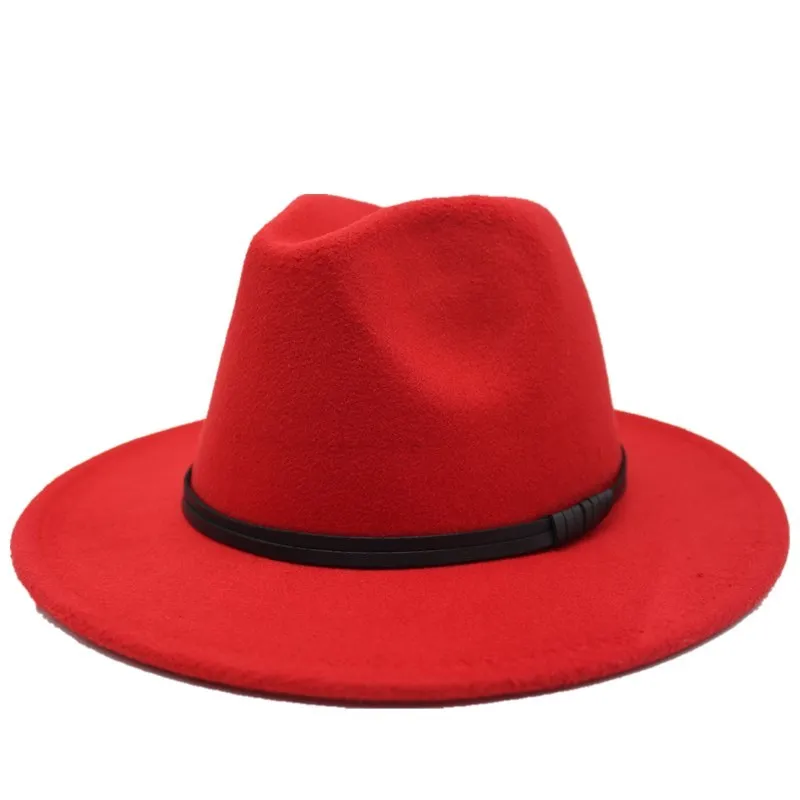 Winte шерсть фетр Джаз Fedoras шапки со шнурками Пряжка декор для женщин унисекс Панама с широкими полями Трилби ковбойская Кепка Панама