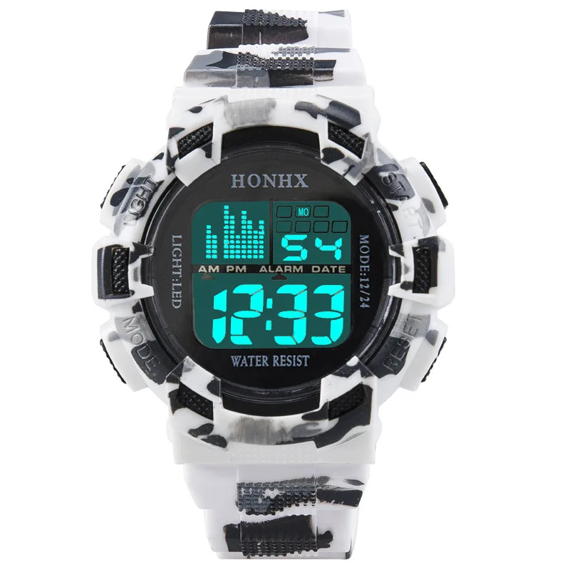 

Navy Blue Camouflage Mens Watches Sport High Quality Silicone Strap Army Wristwatch Waterproof Luminous Led Digital Clock Hombre