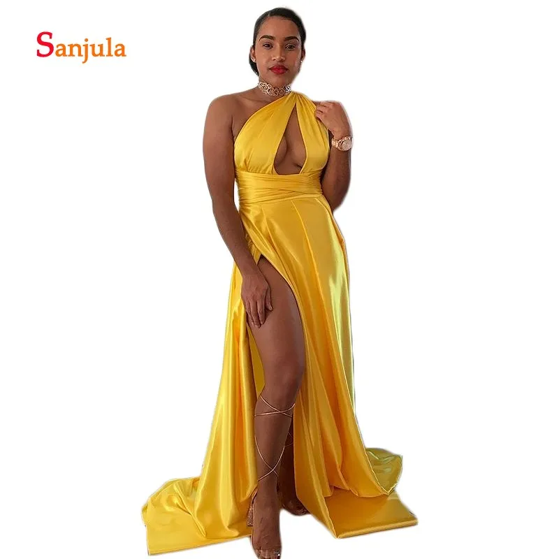 Блестящее золото длинное ТРАПЕЦИЕВИДНОЕ сексуальное платье на одно плечо для