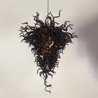 hand blown glass crystal chandelier black w110xh220cmled art pendant light indoor lustre hotel hallparlor decoration
