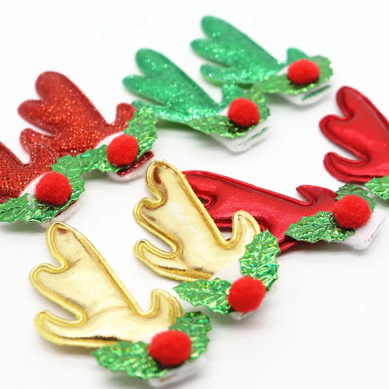 16 шт. Рождественские оленьи блестящие кожаные нетканые ткани для заколок волос