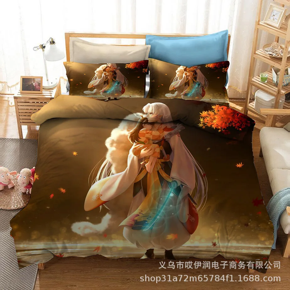 

Inuyasha Bedding Sets Quilt Bed Cover Duvet Cover Pillow Case 2-3 Pieces Sets Adult Children Size