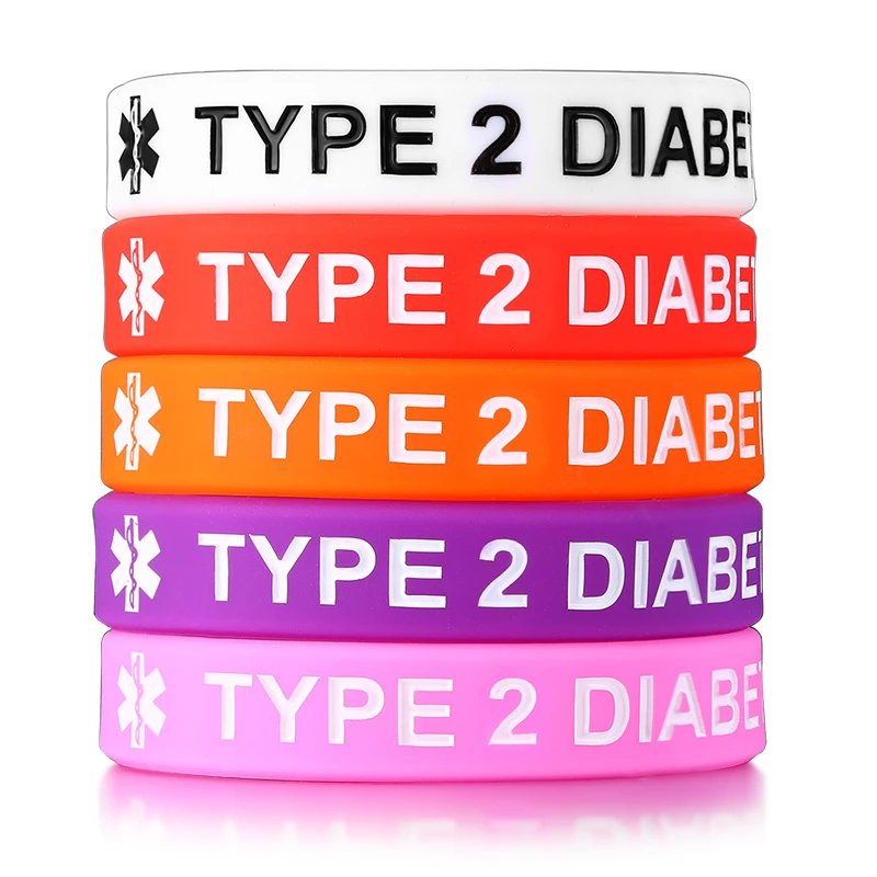 

Type 1 and Type 2 Diabetes Bracelets for Women Silicone Medical 5 Pcs a Set Wristbands Jewelry 6.69"