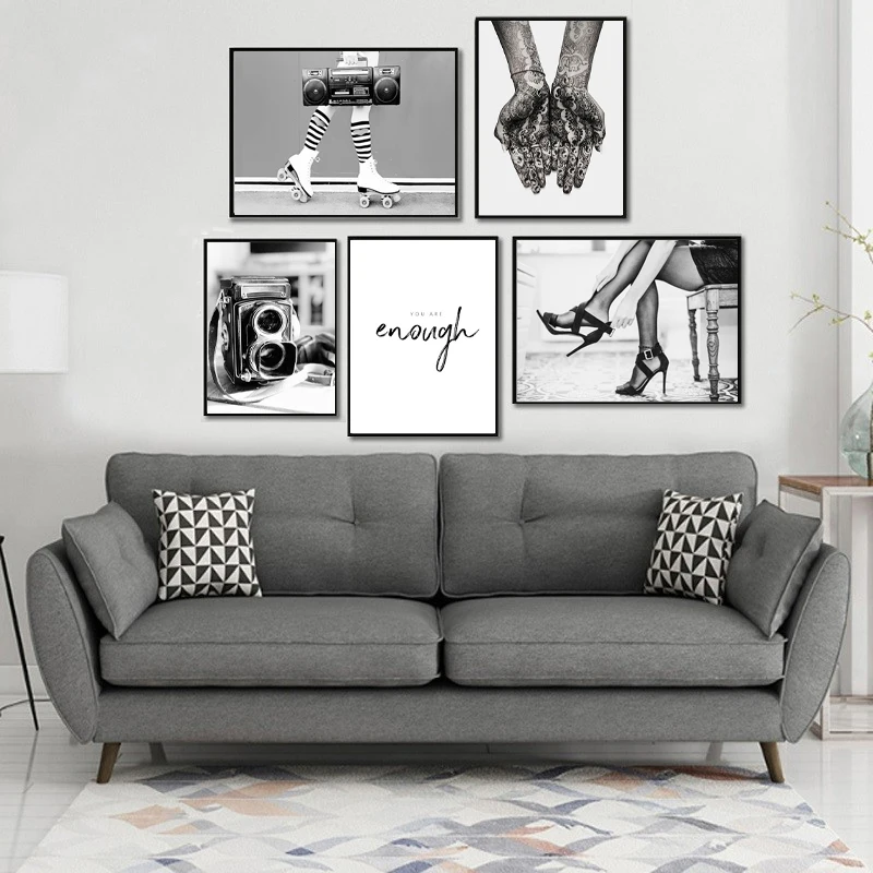 

Плакат черно-белый, модная печать, сексуальный фильм, девушка, камера, холст, живопись, Минималистичная Настенная картина, современный декор...