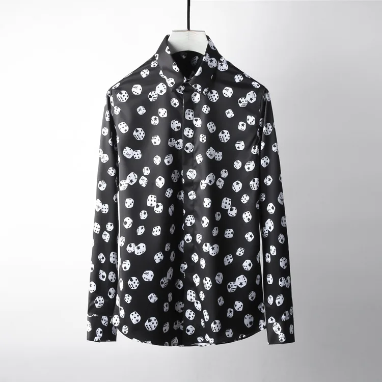 Новинка мужская рубашка с рисунком Allover роскошная классическая длинным рукавом