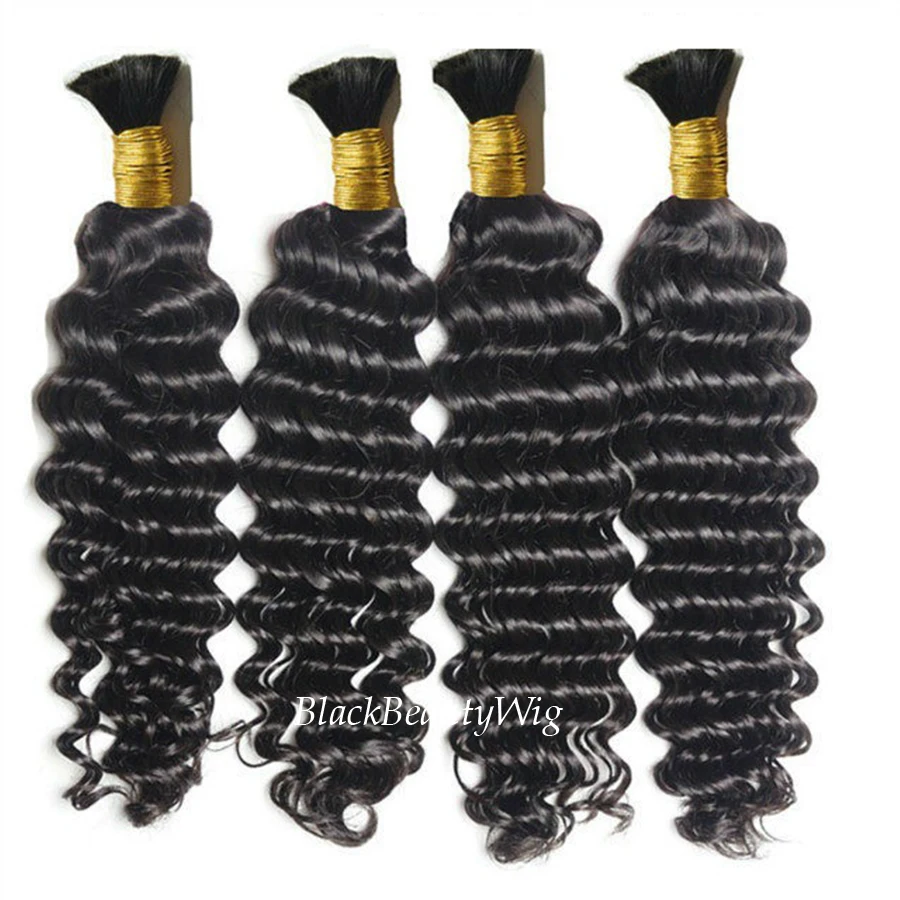 

Deep Wave Human Hair Bulk For Braiding Brazilian Remy Hair Weaving No Weft Bulk Human Hair Bundles Extension #Black #2 #4 Brown