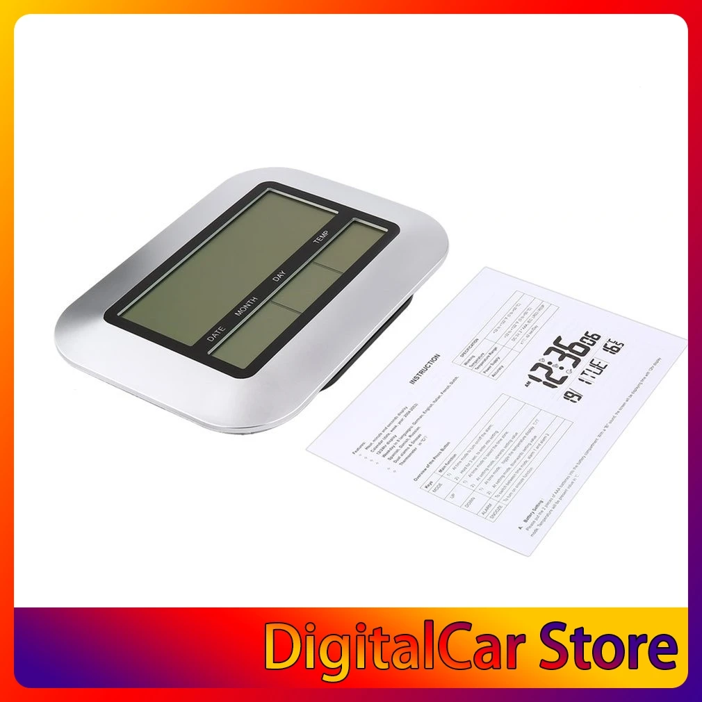 

High Accuracy Self Setting Digital Home Office Decor Wall Clock With Indoor Temperature LCD Digital Temperature Meter TS-H128Y