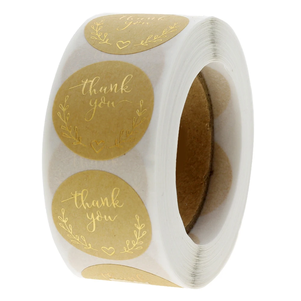 

100-500pcs 1 Inch Thank You Stickers Gold Foil Seal Labels Wreath Wedding Party Favors Envelope Supplies Stationery Stickers