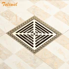 Винтажная медная сливная труба для ванной комнаты 15x15 см, квадратная сливная латунная сливная ловушка для пола, сливная решетка для отходов, 6 дюймов, опт и розница