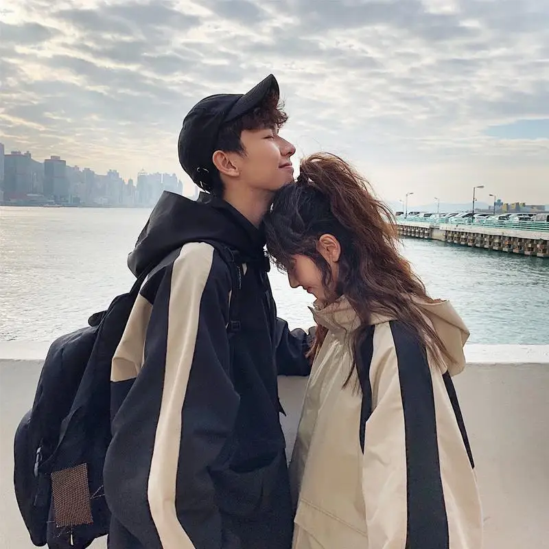 

2021Ins Korean couple clothes autumn winter Japanese Hooded Jacket female sports student trend net red overalls men