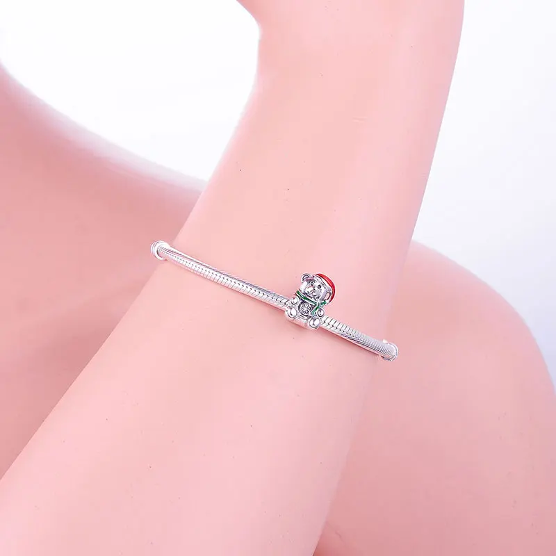 Подходящие оригинальные шармы Pandora Серебро 925 браслет Рождественский медведь