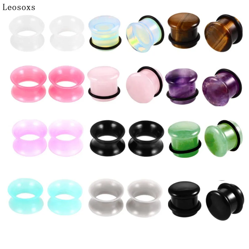 

Leosoxs 24pcs Fashion Explosion Stone Opal Opal Ear Expander 6mm-16mm Exquisite Body Piercing Jewelry