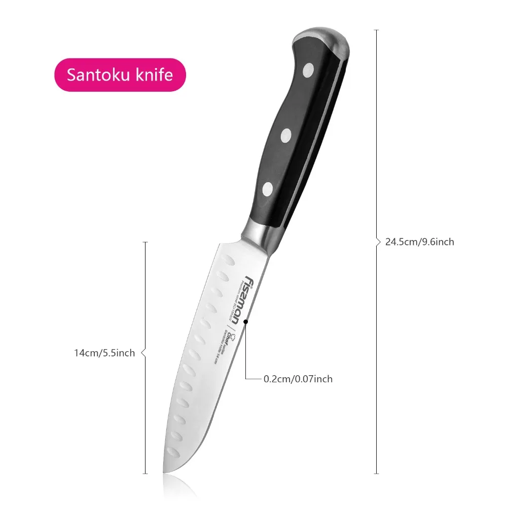 FISSMAN 5 дюймовый нож SANTOKU толщина лезвия 2 0 мм лазерное лезвие логотип с Fissman дизайн