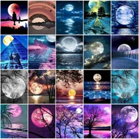 moonlight painting by numbers scenery diy oil painting adults on canvas craft kits coloring by number drawing home decor art