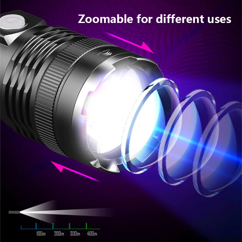 Мощный 4 ядерный светодиодный фонарик XHP70.2 водонепроницаемый фонарь с