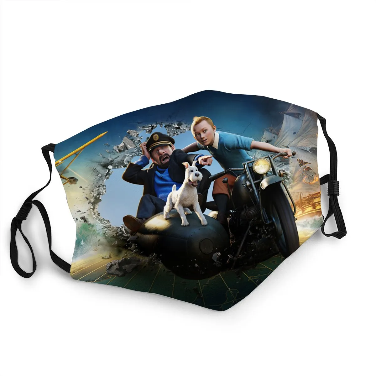 

Маска для фильма «Приключения Тинтина», многоразовая моющаяся маска с фильтром от пыли для детей и взрослых